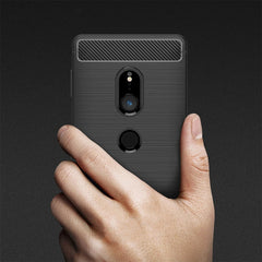 For Sony Xperia XZ2 Brushed Texture Carbon Fiber Shockproof TPU Protective Back Case, Sony Xperia XZ2, For Sony Xperia XZ2