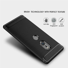 For Sony Xperia XZ2 Brushed Texture Carbon Fiber Shockproof TPU Protective Back Case, Sony Xperia XZ2, For Sony Xperia XZ2
