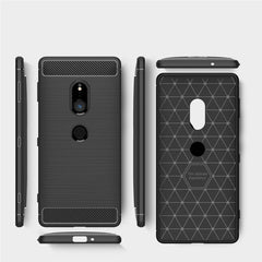 For Sony Xperia XZ2 Brushed Texture Carbon Fiber Shockproof TPU Protective Back Case, Sony Xperia XZ2, For Sony Xperia XZ2