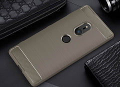 For Sony Xperia XZ2 Brushed Texture Carbon Fiber Shockproof TPU Protective Back Case, Sony Xperia XZ2, For Sony Xperia XZ2