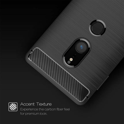 For Sony Xperia XZ2 Brushed Texture Carbon Fiber Shockproof TPU Protective Back Case