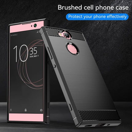 For Sony Xperia XA2 Brushed Texture Carbon Fiber Shockproof TPU Protective Back Case