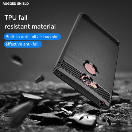 For Sony Xperia XA2 Brushed Texture Carbon Fiber Shockproof TPU Protective Back Case