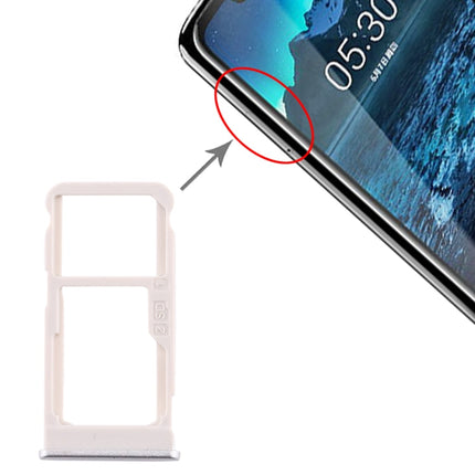 SIM Card Tray + SIM Card Tray / Micro SD Card Tray for Nokia 5.1 Plus / X5 TA-1102 TA-1105 TA-1108 TA-1109 TA-1112 TA-1120 TA-1199, For Nokia 5.1 Plus