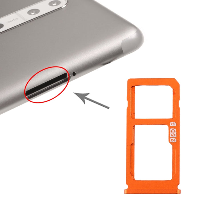 SIM Card Tray + SIM Card Tray / Micro SD Card Tray for Nokia 8 / N8 TA-1012 TA-1004 TA-1052, For Nokia 8