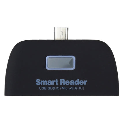 Micro SD + SD + USB 2.0 + Micro USB Port to Micro USB OTG Smart Card Reader Connection Kit with LED Indicator Light