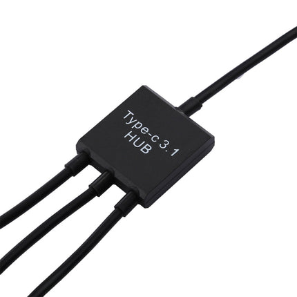 Portable USB-C / Type-C Male to Dual USB Ports Female + Micro USB Female Mini Cable Hub Splitter Adapter, 2 Ports USB + Micro USB