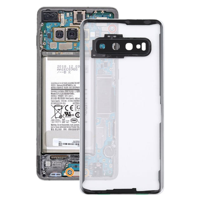 For Samsung Galaxy S10 G973F/DS G973U G973 SM-G973 Transparent Battery Back Cover with Camera Lens Frame, For Galaxy S10