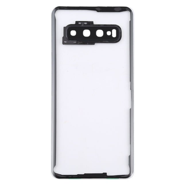 For Samsung Galaxy S10 G973F/DS G973U G973 SM-G973 Transparent Battery Back Cover with Camera Lens Frame, For Galaxy S10