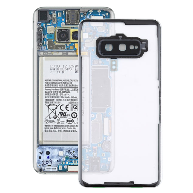 For Samsung Galaxy S10e / G970F/DS G970U G970W SM-G9700 Transparent Battery Back Cover with Camera Lens Frame, For Galaxy S10e