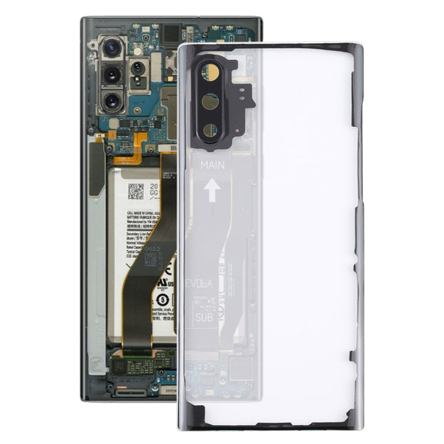 For Samsung Galaxy Note 10 N970 N9700 Transparent Battery Back Cover with Camera Lens Frame, For Galaxy Note 10