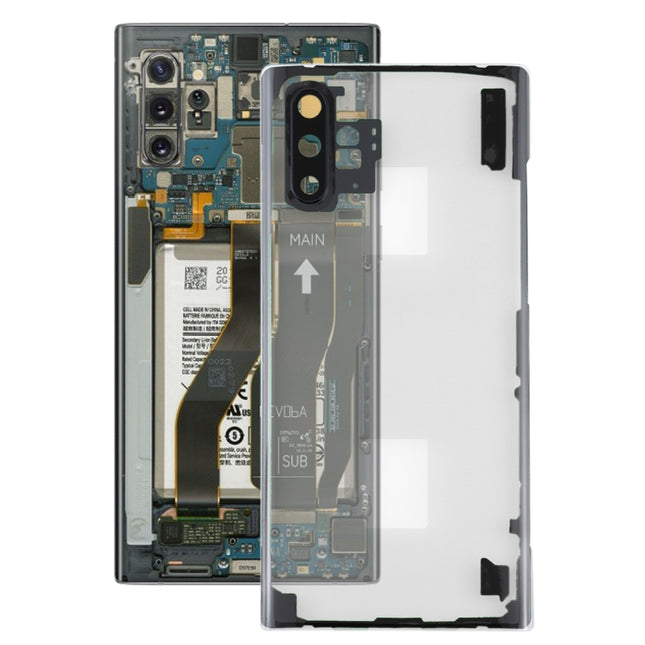 For Samsung Galaxy Note 10+ N975 N9750 Transparent Battery Back Cover with Camera Lens Frame, For Galaxy Note 10+