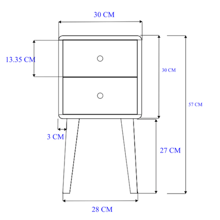 Scandinavian Light Walnut Logan Narrow Bedside Table