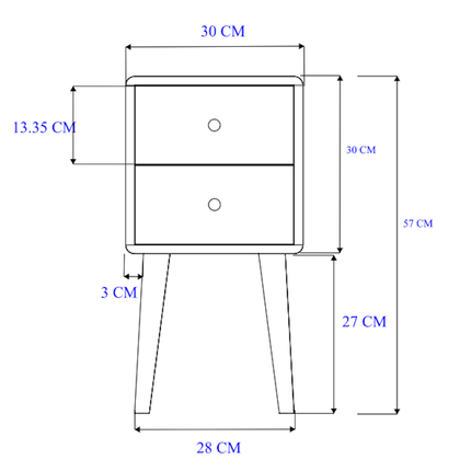 Minimalist Mango Wood Logan Narrow Bedside Table