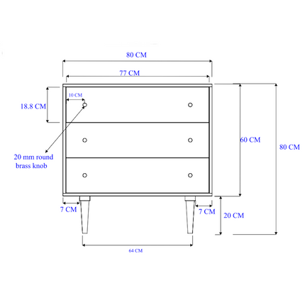 Minimalist Mango Wood Light Oak Oslo Chest of 3 Drawers