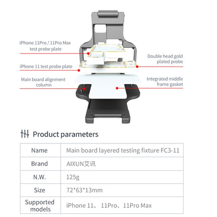 Aixun FC3-11 Mainboard Layered Testing Fixture for iPhone 11/11 Pro/11Pro Max, Aixun FC3-11