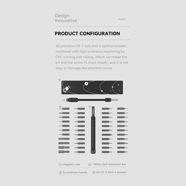 JAKEMY JM-8180 47 in 1 CR-V Precision Magnetic Screwdriver Set, JM-8180 (White)