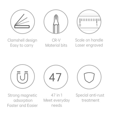 JAKEMY JM-8180 47 in 1 CR-V Precision Magnetic Screwdriver Set, JM-8180 (White)