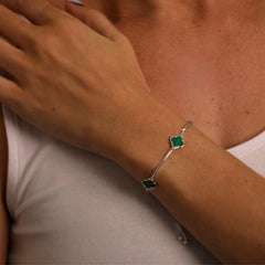 Real Agate 4 Leaf Clover Bracelet