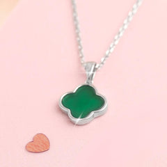 Real Agate 4 Leaf Clover Necklace