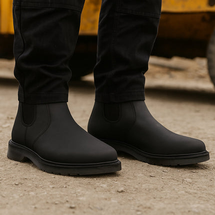 STB ELLIS Unisex Leather Air Cushioned Dealer Boots Waxy Black