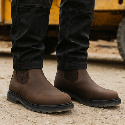 STB ELLIS Unisex Leather Air Cushioned Dealer Boots Waxy Brown