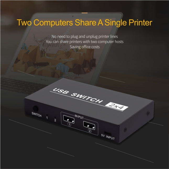 2x4 USB Switch 2 Port PCs Sharing 4 Devices for Printer Keyboard Mouse Monitor, 2x4 USB Switc