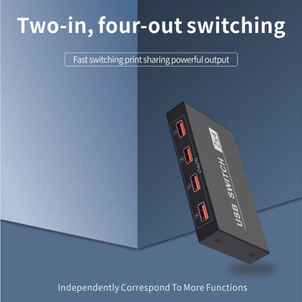 2x4 USB Switch 2 Port PCs Sharing 4 Devices for Printer Keyboard Mouse Monitor, 2x4 USB Switc