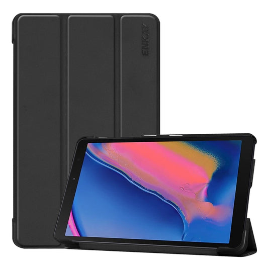 ENKAY High Quality PU Leather + Plastic Bottom Case with Three-folding Holder for Samsung Galaxy Tab A 8 (2019) P200 / P205, For Galaxy Tab A 8 (2019)