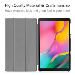 ENKAY High Quality PU Leather + Plastic Bottom Case with Three-folding Holder for Samsung Galaxy Tab A 10.1 (2019) T510 / T515, For Galaxy Tab A 10.1 (2019) T510, For Galaxy Tab A 10.1 (2019) T510 / T515, FFor Amazon Fire HD 8 / HD 8 Plus (2020)
