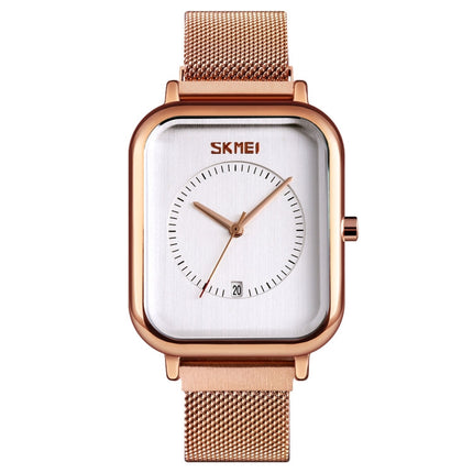 SKMEI 9207 Fashion Creative Simple Watch Men Magnetic Buckle Mesh Belt Steel Belt Couple Quartz Watch