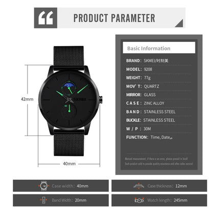 Skmei 9208 Men Quartz Watch Casual Simple Business Sports Watch for Men