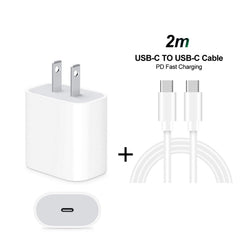 2 in 1 Single USB-C / Type-C Port Travel Charger + 3A PD 3.0 USB-C / Type-C to USB-C / Type-C Fast Charge Data Cable Set, Cable Length: 2m, 18W 2m