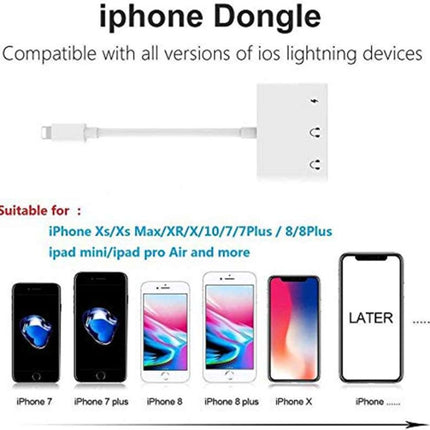 ZS-KL21820 3 in 1 8 Pin to 8 Pin Charging Port + 8 Pin Earphone Jack + 3.5mm Earphone Jack Earphone Adapter Adapter