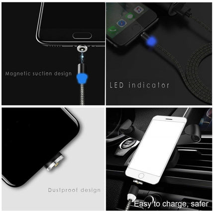 USB to 8 Pin Magnetic Metal Connector Nylon Two-color Braided Magnetic Charging Cable, Cable Length: 1m, 8 Pin