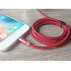 2 in 1 USB to 8 Pin + Micro USB Magnetic Metal Interface Nylon Braided Charging Cable, Length: 1m, 1m
