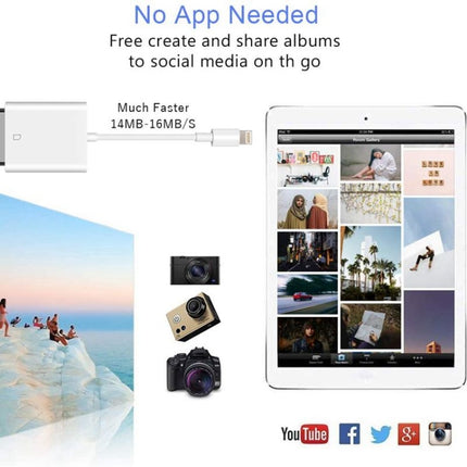 ZS-KL21810 8 Pin to SD Card Camera Card Reader Adapter, Support All iOS System, SD Card Slot