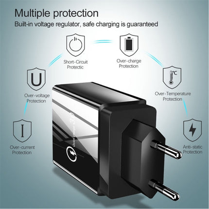2 in 1 1m USB to Micro USB Data Cable + 30W QC 3.0 4 USB Interfaces Mobile Phone Tablet PC Universal Quick Charger Travel Charger Set, EU Plug, Micro USB Set EU Plug