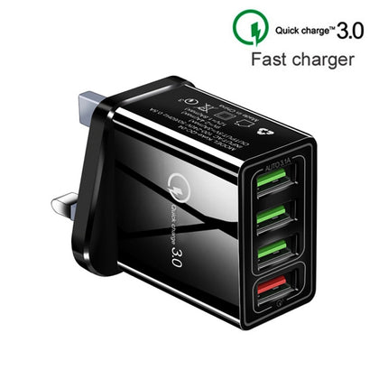 2 in 1 1m USB to Micro USB Data Cable + 30W QC 3.0 4 USB Interfaces Mobile Phone Tablet PC Universal Quick Charger Travel Charger Set, UK Plug, Micro USB Set UK Plug