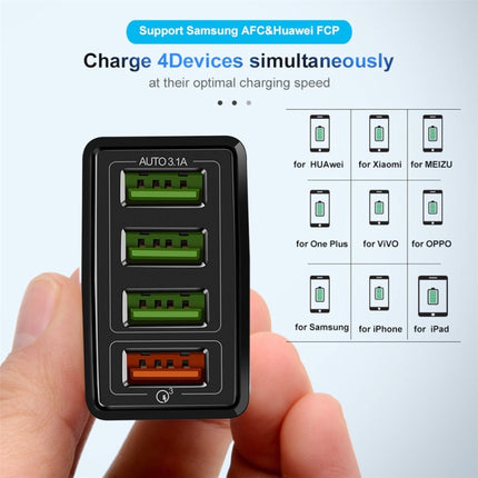2 in 1 1m USB to Micro USB Data Cable + 30W QC 3.0 4 USB Interfaces Mobile Phone Tablet PC Universal Quick Charger Travel Charger Set, UK Plug, Micro USB Set UK Plug