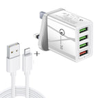 8 Pin Set UK Plug / White