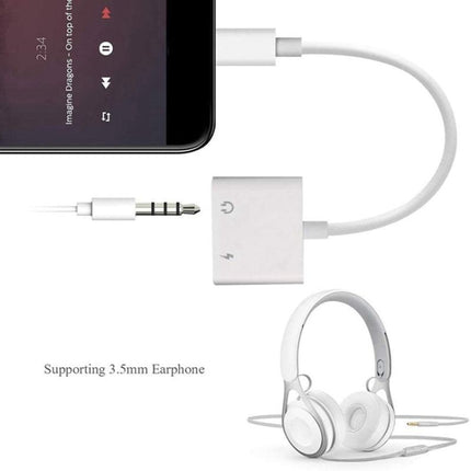 ZS-KL21804 2 in 1 8 Pin to 3.5mm Audio + 8 Pin Charging Interface, Earphone Adapter, Suitable for All IOS Systems, 8 Pin + 3.5mm