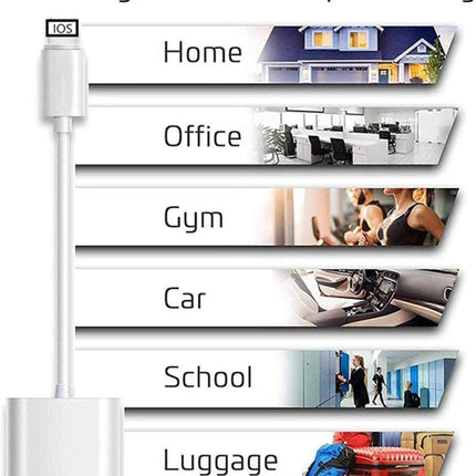 ZS-KL21804 2 in 1 8 Pin to 3.5mm Audio + 8 Pin Charging Interface, Earphone Adapter, Suitable for All IOS Systems, 8 Pin + 3.5mm