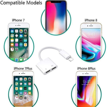 ZS-S1802 2 in 1 8 Pin Male to 8 Pin Charging + 8 Pin Audio Female Connector Earphone Adapter, Support Calls & Wire Control, Compatible with All IOS System