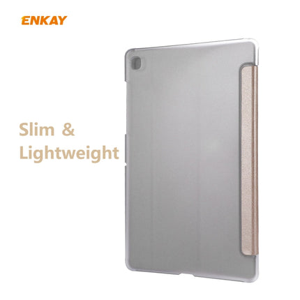 ENKAY ENK-8008 Three Folding Silk Texture PU Leather + PC Smart Case with Holder for Samsung Galaxy Tab S6 Lite P610 / P615