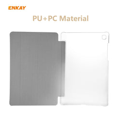 ENKAY ENK-8008 Three Folding Silk Texture PU Leather + PC Smart Case with Holder for Samsung Galaxy Tab S6 Lite P610 / P615