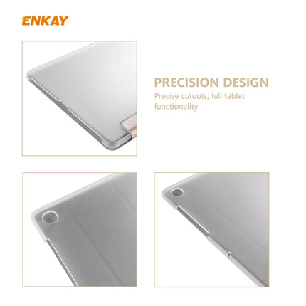 ENKAY ENK-8008 Three Folding Silk Texture PU Leather + PC Smart Case with Holder for Samsung Galaxy Tab S6 Lite P610 / P615