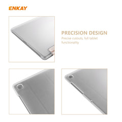 ENKAY ENK-8008 Three Folding Silk Texture PU Leather + PC Smart Case with Holder for Samsung Galaxy Tab S6 Lite P610 / P615