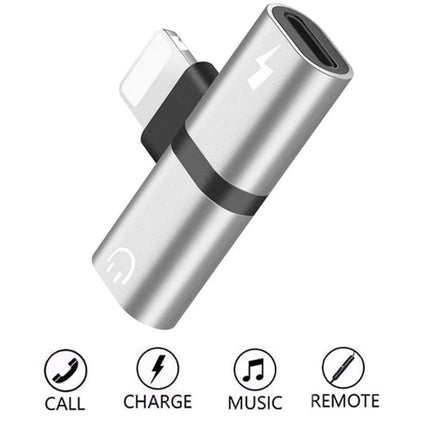 Zs-18182 2 PCS 2 in 1 8 Pin Male to 8 Pin Charging + 8 Pin Audio Female Connector Earphone Adapter, Supports Call & Volume Control, Compatible with IOS 13 System