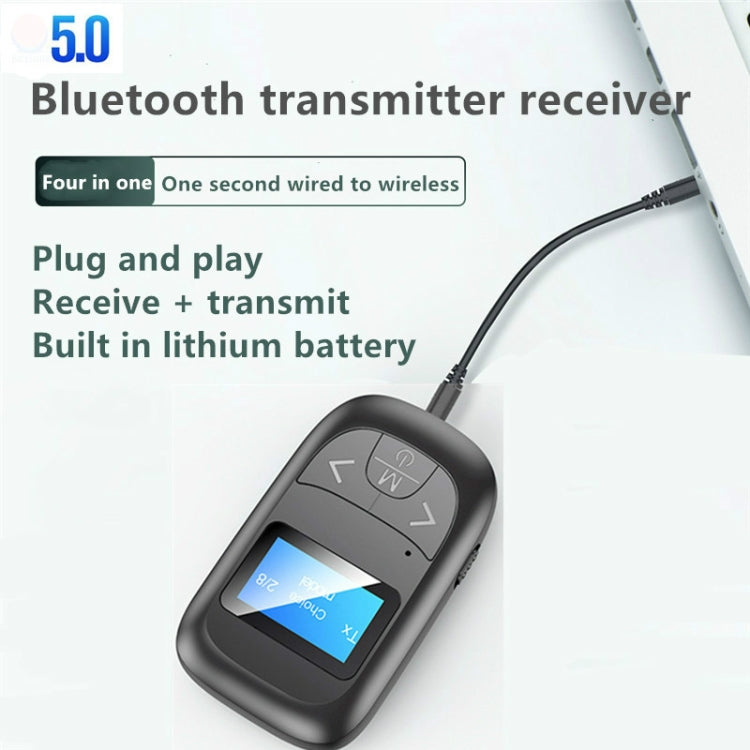 T14 2 in 1 Bluetooth Adapter Car Hands-free Call Bluetooth Receiver Transmitter with LCD Digital Display, T14